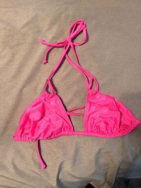 Curvy Beach Neon Pink Triangle Bikini Top